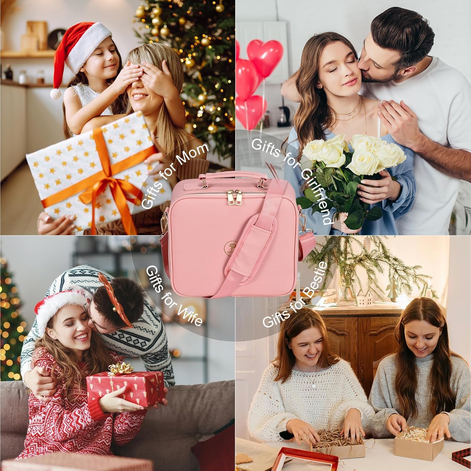 Travel Makeup Bag with Led Mirror and Portable Makeup Train Case Led Bags with Mirror Organizer Bag Travel Gifts for Her Women Bestie White